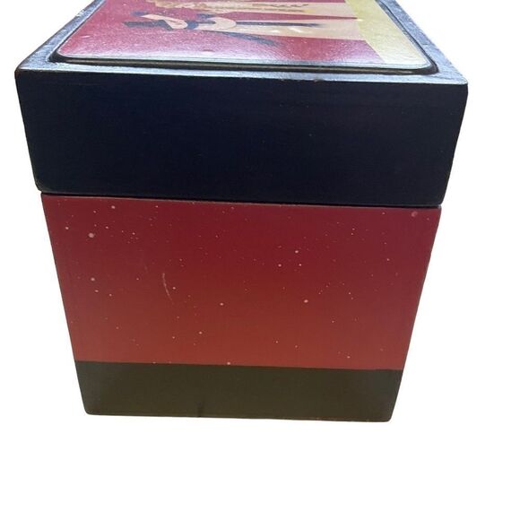 Christmas Coasters Red and Black Snowmen In Wood Box - Picture 8 of 9